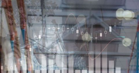 Visualizing Financial Data with Overlay of Tired Businessman