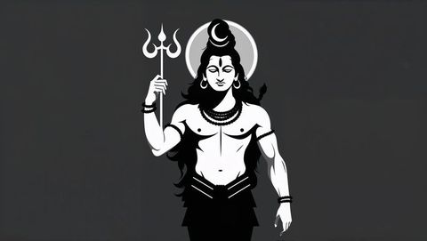 Stylized lord shiva with trident on gray background in vector art