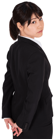 Serious Businesswoman Looking Back on Transparent Background