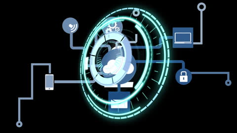 Animated Network Connections and Cyber Security Icons