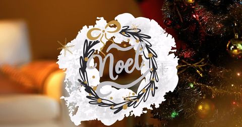 Festive noel text on artistic christmas background