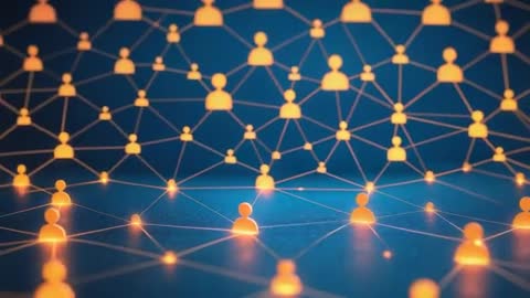 Abstract Network of Glowing User Icons on Digital Plane