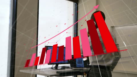 Financial Growth Concept with businessman using smartphone