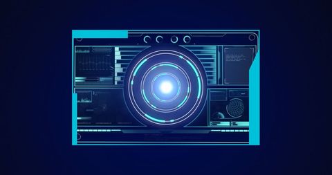 High-tech digital interface with scanning scope and data visualizations