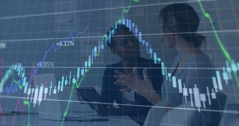 businesspeople analyzing financial data on digital graph - Download Free Stock Images Pikwizard.com