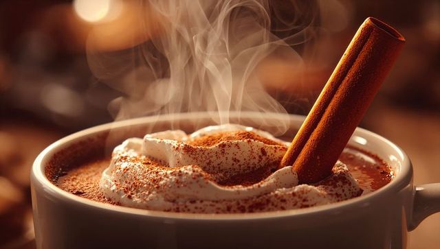 Steaming Hot Chocolate with Whipped Cream and Cinnamon