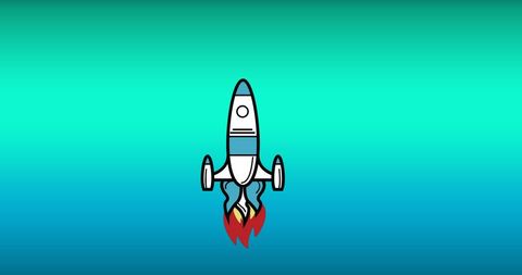 Rocket launch against vibrant gradient background