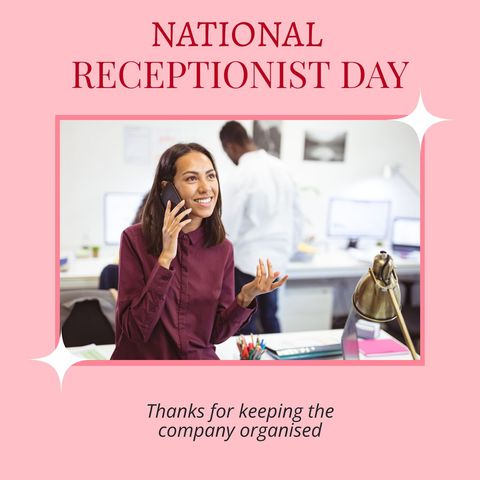National Receptionist Day Celebration with Smiling Receptionist - Download Free Stock Templates Pikwizard.com