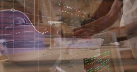 Home baking with financial insights background, double exposure