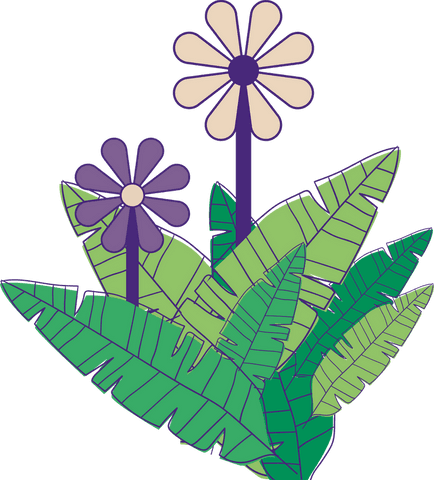 Transparent background stylized daisy flowers tropical design