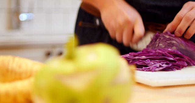 Cooking Preparation with Chopping Red Cabbage - Download Free Stock Images Pikwizard.com