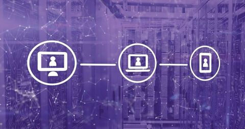 Digital Data Processing Symbolized by Icons over Servers - Download Free Stock Images Pikwizard.com
