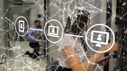 Digital Connectivity Over IT Technicians in Server Room