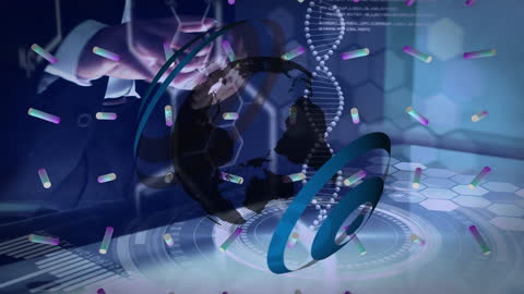 Futuristic Technology with Spinning Globe and Data Elements