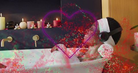 Peaceful bath time with candles and music for relaxation