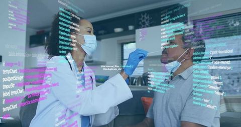Healthcare Provider Conducting Home Visit While Analyzing Medical Data