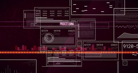 Futuristic Holographic Cybersecurity Dashboard Showing Processing HUD and Data Analytics