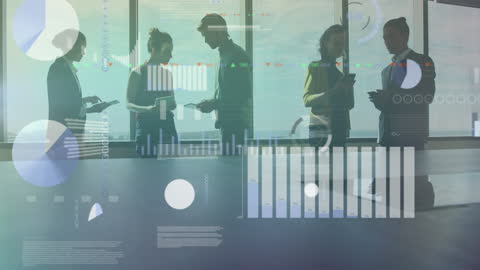 Multiracial Team Collaborating with Futuristic Business Analytics