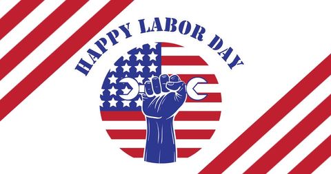 Labor day celebration with american flag and symbolic fist