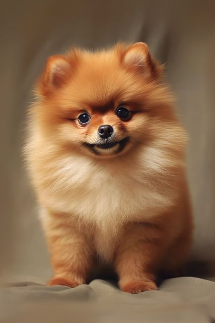 Cute Fluffy Pomeranian Puppy Sitting with Adorable Expression - Download Free Stock Images Pikwizard.com