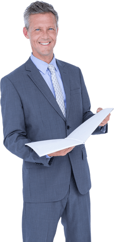 Smiling Businessman in Gray Suit Holding Transparent Documents - Download Free Stock Videos Pikwizard.com