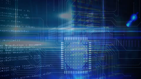 Futuristic Digital Network with Data Processing On Dark Background