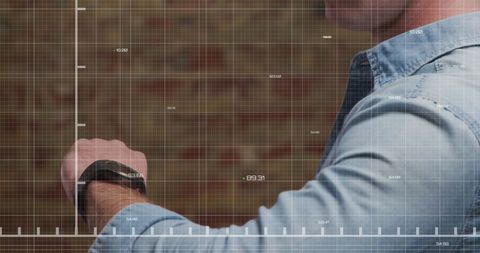 Man in Blue Shirt Using Smartwatch with Overlayed Market Data