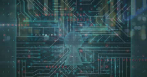 Data Security Concept with Circuit Board and Digital Keyhole
