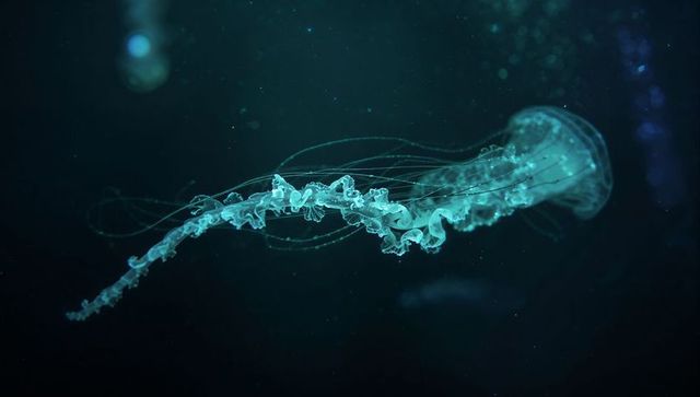 Translucent Glowing Jellyfish in Dark Waters