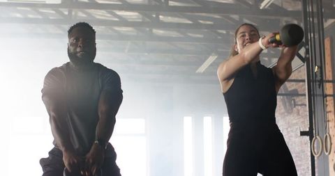 Diverse Training with Kettlebells in Industrial Gym