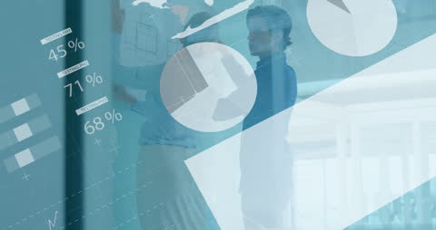 Businesspeople Analyzing Data with Holographic Digital Interface