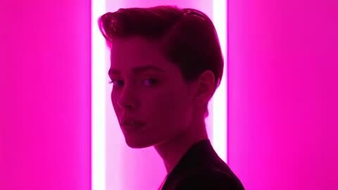 Futuristic Fashion Portrait with Neon Bars