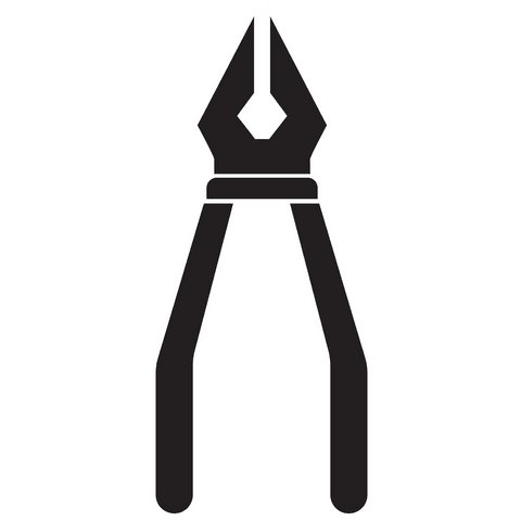 Minimalist silhouette of pincers on transparent background