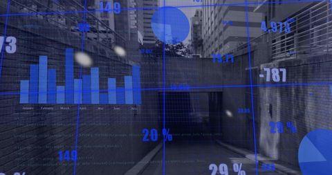 Modern Business Data Overlay on Urban Landscape - Download Free Stock Images Pikwizard.com