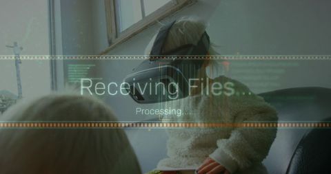 Caucasian girl exploring digital world with vr headset