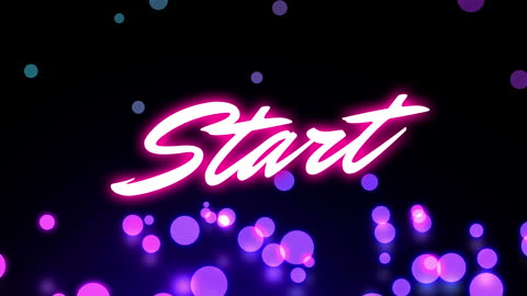 Vibrant Neon Start Text with Glowing Spots on Black