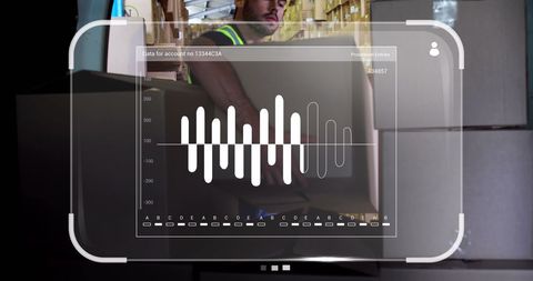 Digital interface displays data over delivery man in warehouse