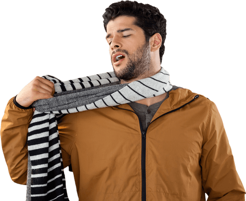 confident man adjusting stylish scarf with transparent background - Download Free Stock Videos Pikwizard.com