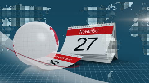 Animated Globe and Calendar Representing Global Business
