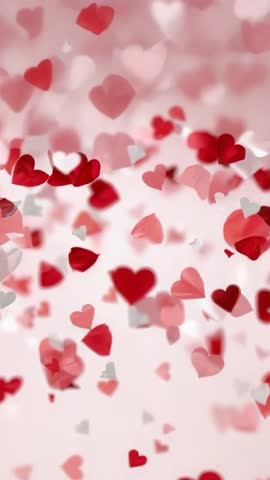 Floating Red and Pink Heart Confetti Falling Vertical Loop for Valentine Stories