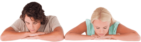 Attractive Couple Resting Dreamily with Blank Expression Transparent Background