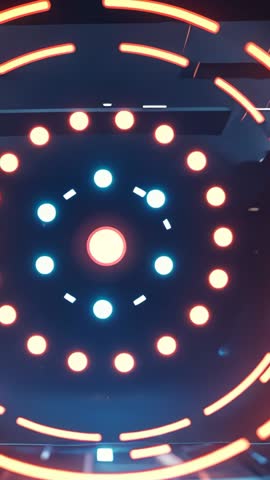 Rotating Futuristic LED Interface Panel Activating with Pulsing Nodes and Alignment Markers