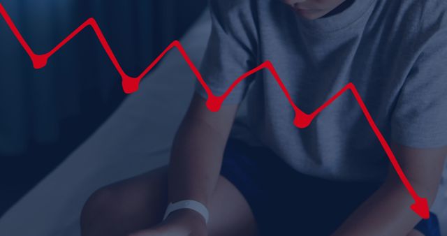 Child Patient with Downward Red Graph Line Signifying Healthcare or Economic Impact - Download Free Stock Images Pikwizard.com