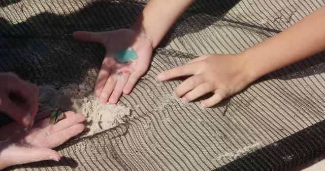 Children Collecting Colorful Sea Glass on Beach - Download Free Stock Images Pikwizard.com