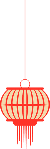 Red and Beige Paper Lantern Ornament on Transparent Background