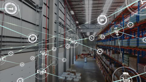 High-Tech Logistics Network in Modern Warehouse