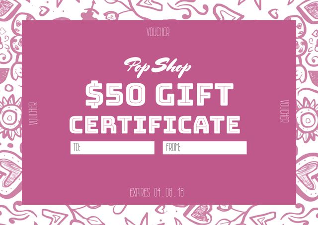 $50 Gift Certificate Template with Pop Art Design for Retail Stores - Download Free Stock Templates Pikwizard.com