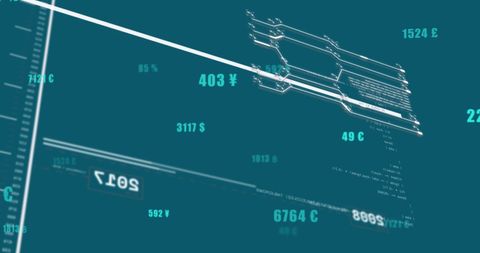Digital Interface Displaying Currency Data in Blue Tone