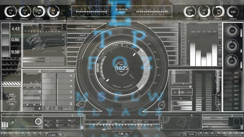 Futuristic Data Interface Transparent Overlay in Busy Urban Street