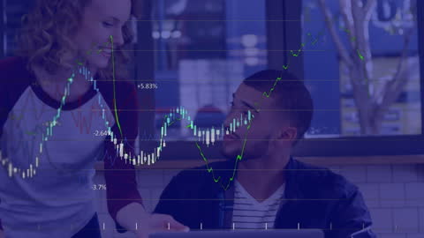 Business Team Analyzing Financial Data on Transparent Display